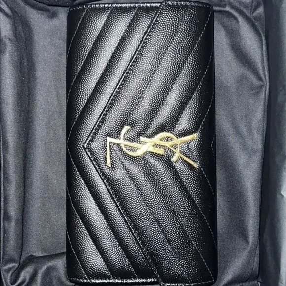 BRAND NEW YSL SAINT LAURENT Long Flap Wallet In Grain Embossed Leather MSRP $930 - Picture 7 of 13